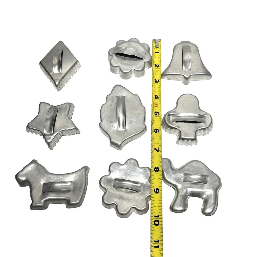 Vintage 1960s Aluminum Cookie Cutters Handles Holidays Christmas Farmhouse